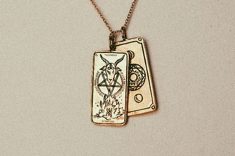 women's bridal necklaces -The Witch Tarot Card Necklace