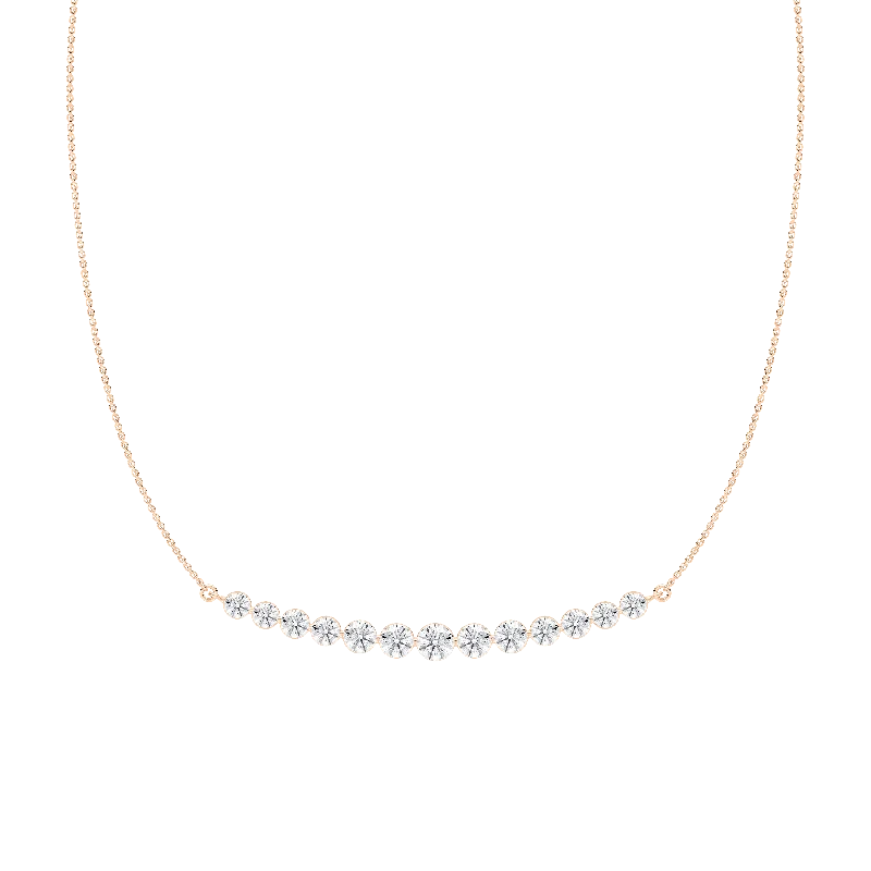 women's trendy necklaces -Curved Diamond Bar Necklace