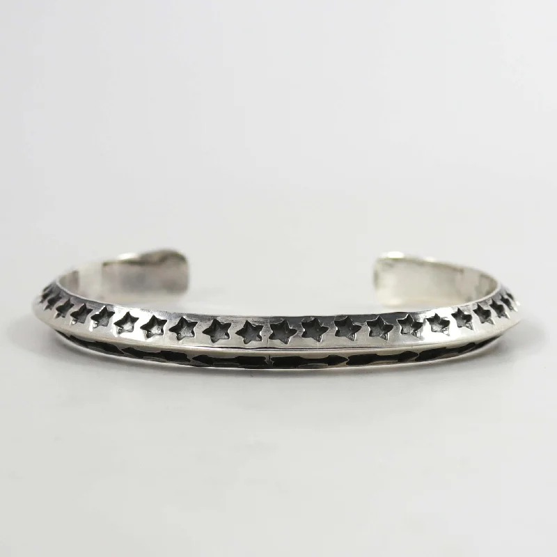 women's eco-friendly bracelets -Stamped Silver Cuff