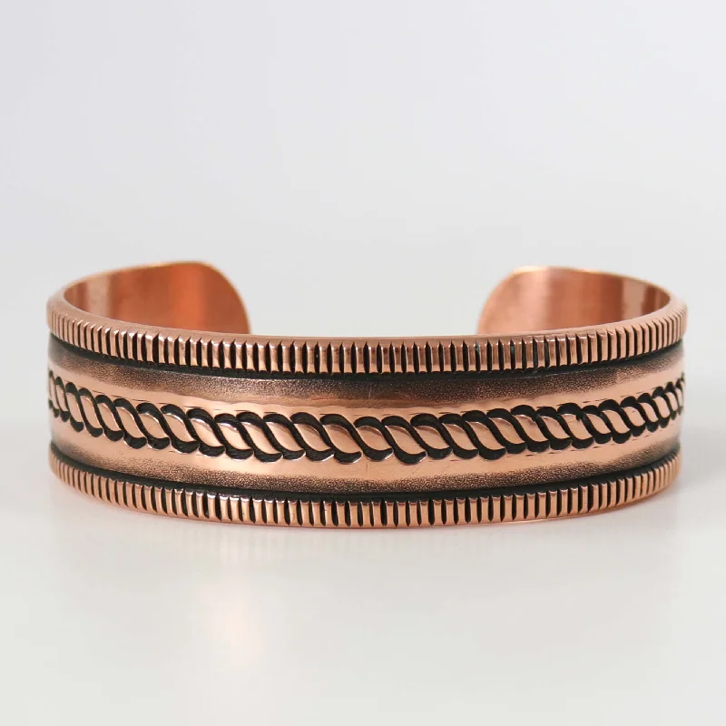 women's unique bracelets -Stamped Copper Cuff