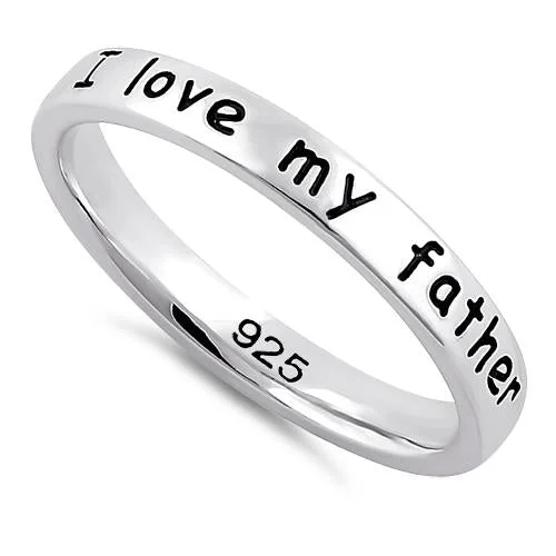 women's colorful gemstone rings -Sterling Silver "I love my father" Ring