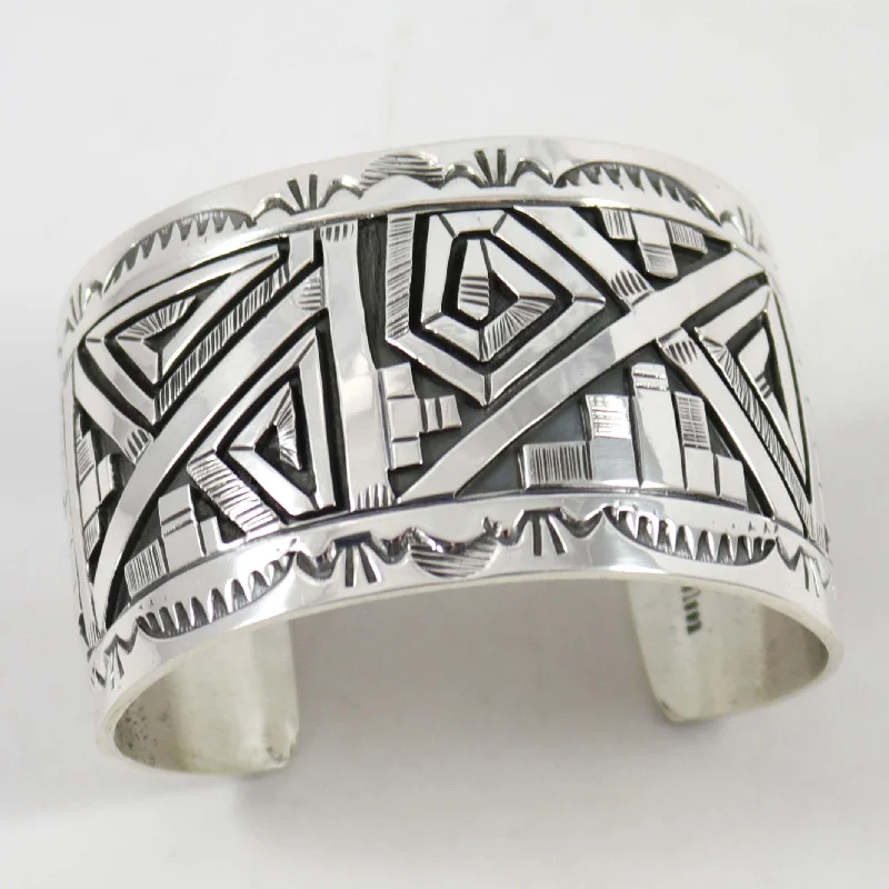 women's mixed metal bracelets -Silver Overlay Cuff