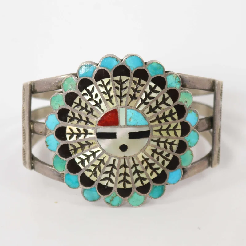 women's gold-plated bracelets -1970s Zuni Sunface Cuff