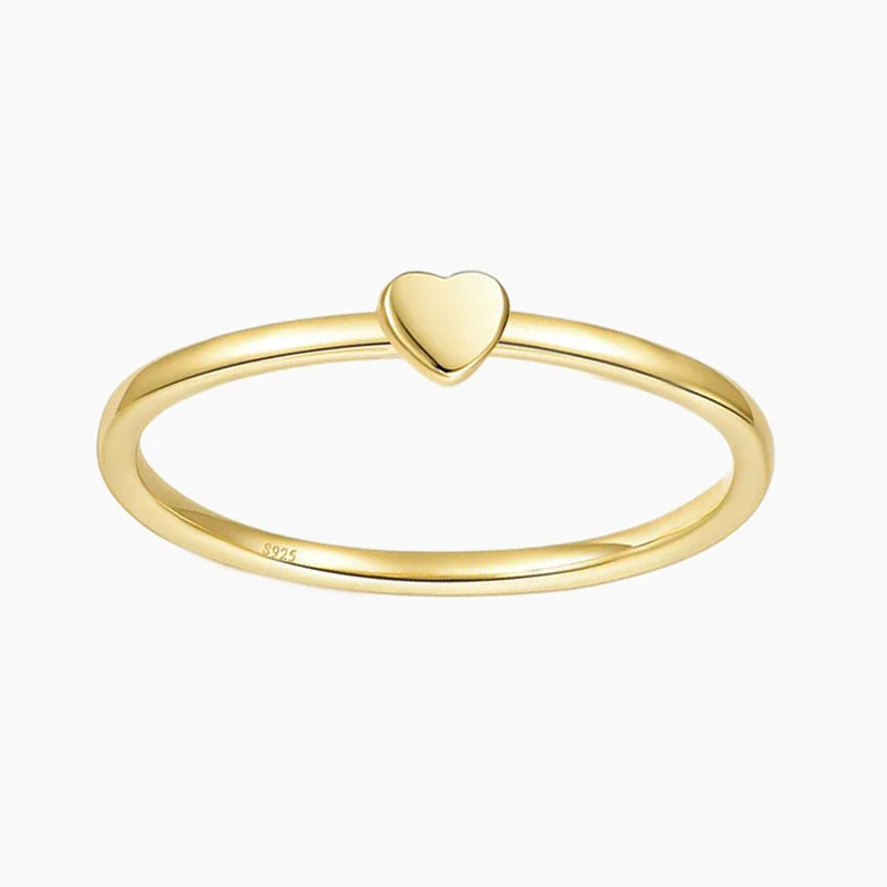 women's stackable rings -Stackable Gold Plated Heart Ring