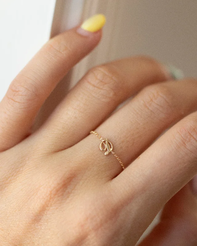 women's ring for gift -Personalized script letter ring