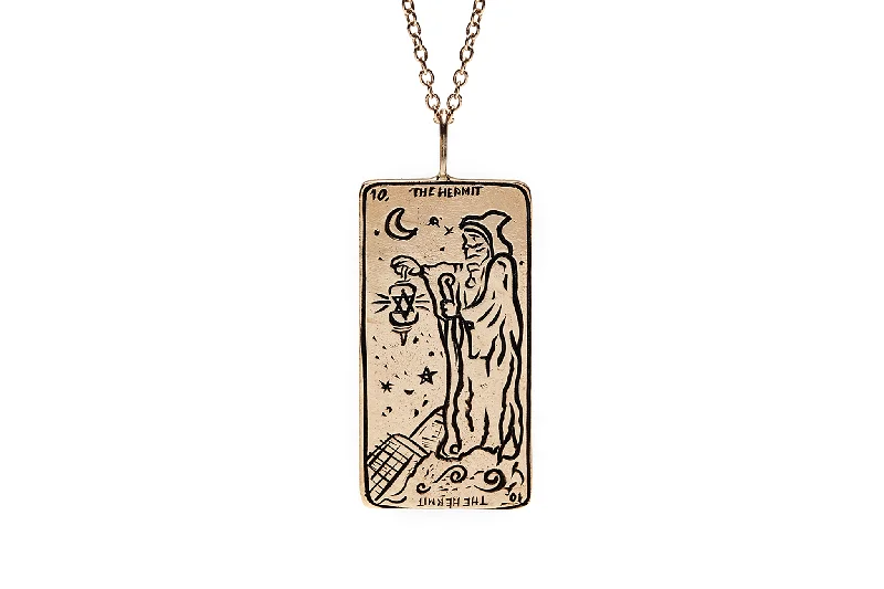 women's chunky chain necklaces -The Hermit Tarot Card Necklace