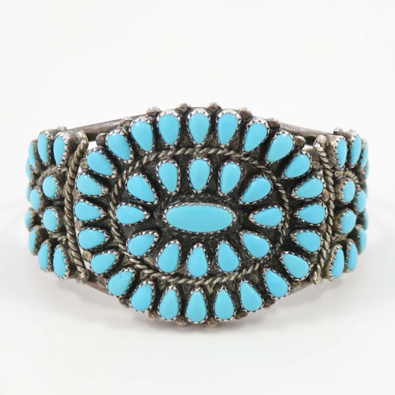 women's gold diamond bangles -1980s Turquoise Cluster Cuff