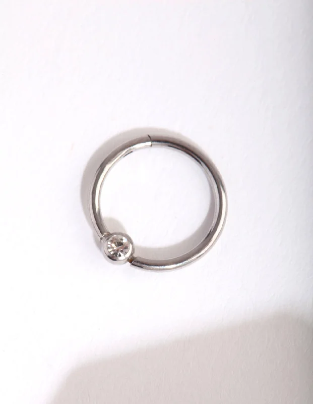 women's luxury rings -Surgical Steel Diamante Belly Clicker Ring