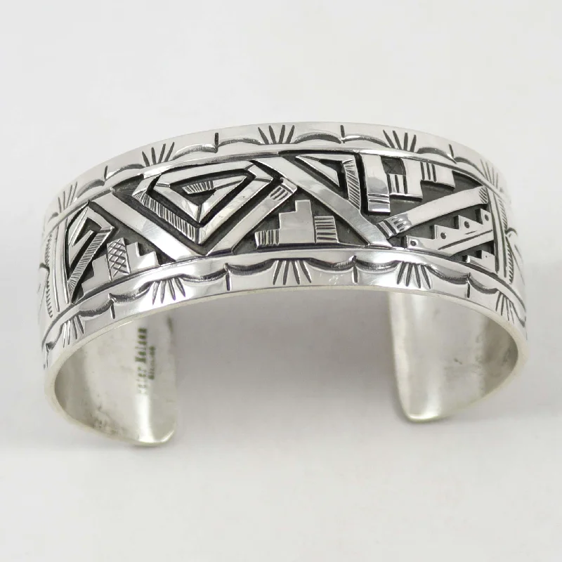 women's leather cuff bracelets -Silver Overlay Cuff