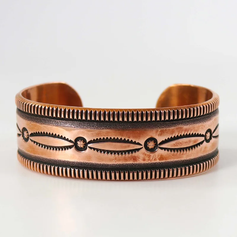 women's sterling silver bracelets -Stamped Copper Cuff