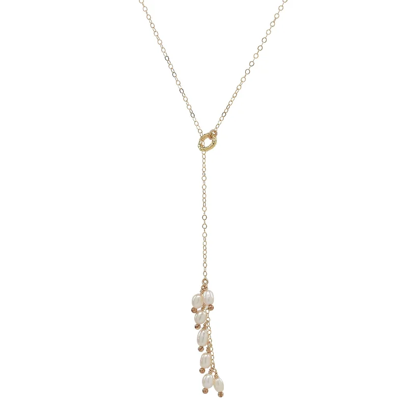 women's vintage-inspired rings -Pearl Fringe Lariat