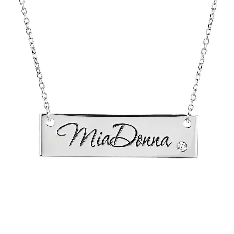 women's sterling silver necklaces -Engravable Bar 18" Necklace