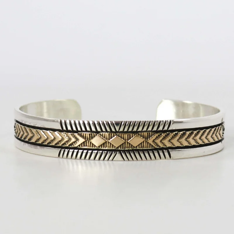 women's stretch bracelets -Gold on Silver Cuff