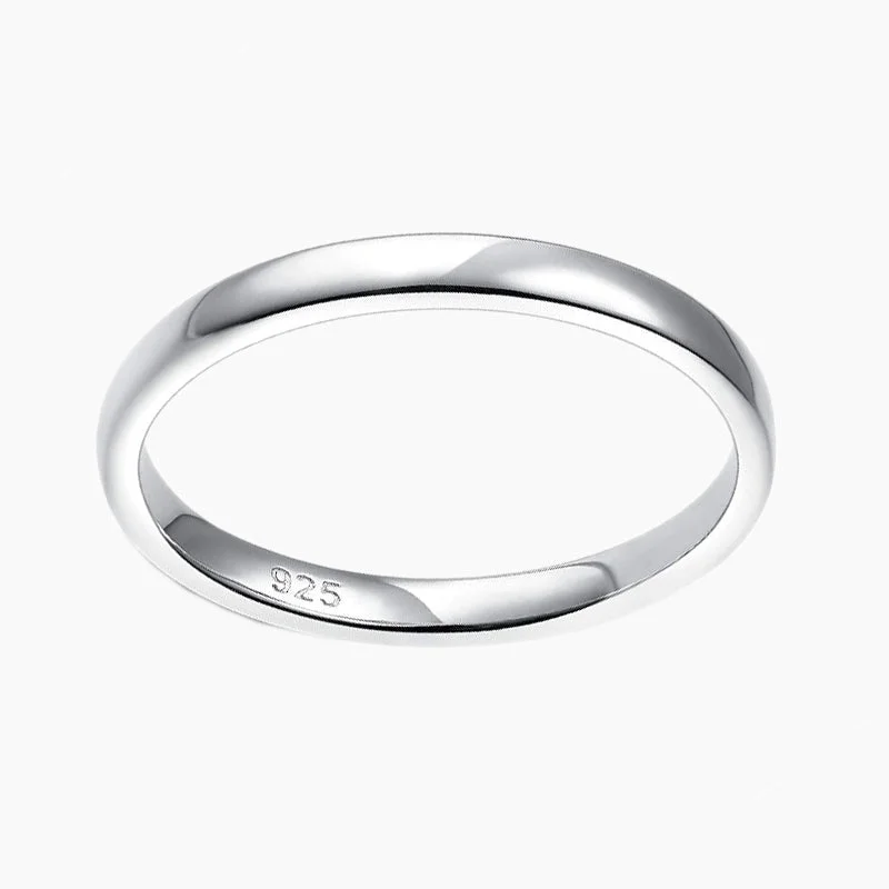 women's silver rings -2mm Classic Sterling Silver Men's Wedding Ring