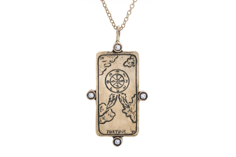 women's matching pendant necklaces -Diamond Wheel of Fortune Tarot Card Necklace