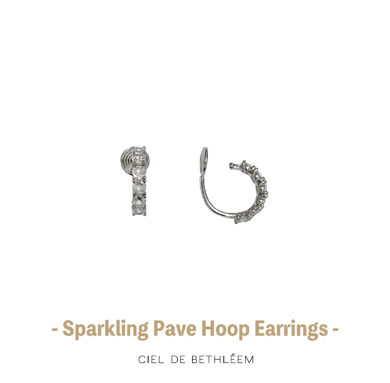 women's dangling earrings -Sparkling Pave Hoop Earrings