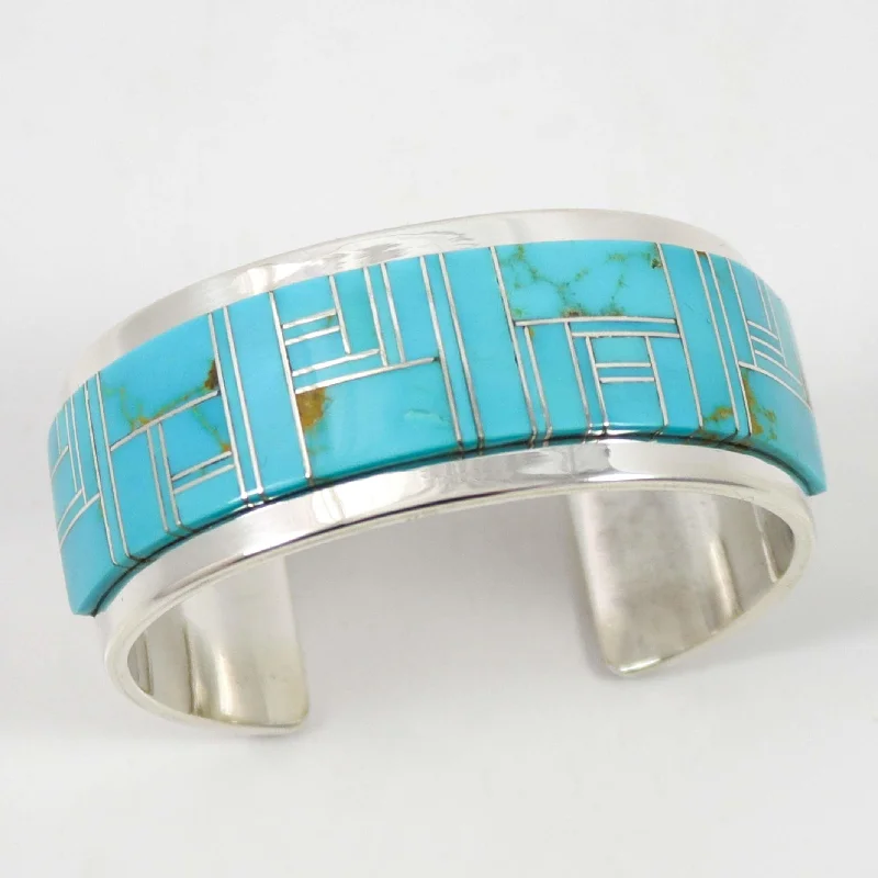 women's stretchable bangles -Kingman Turquoise Cuff