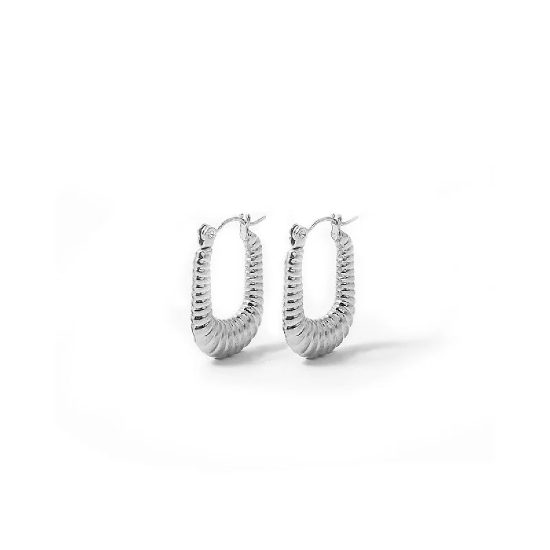 women's modern design earrings -Silver Estelle Hoops