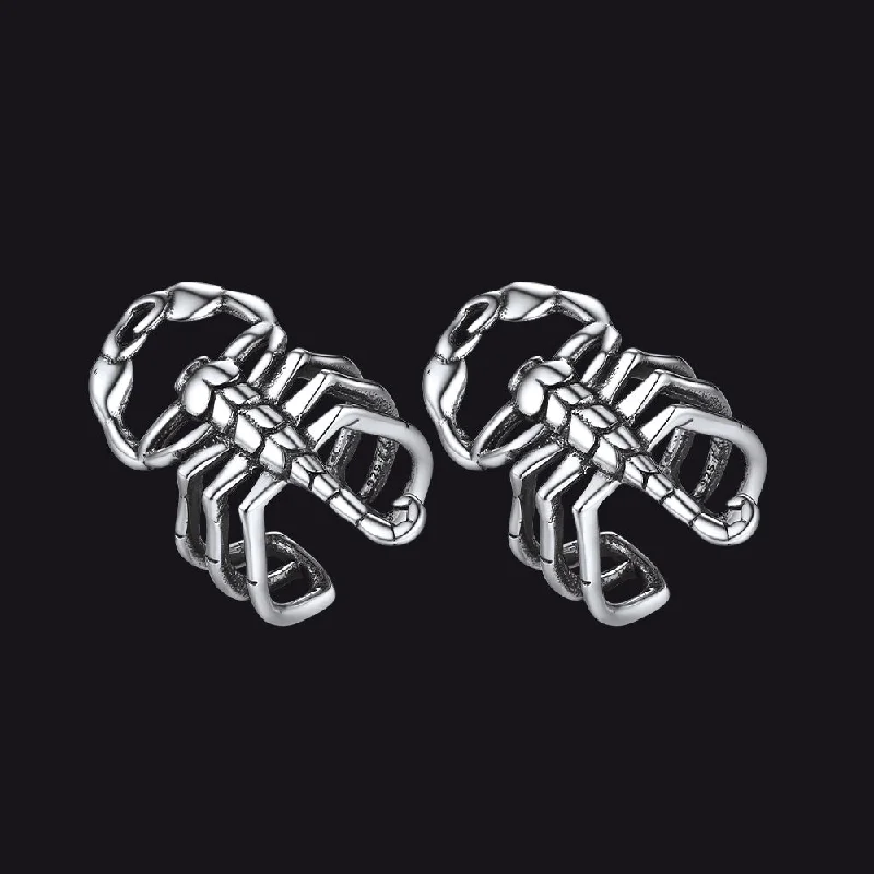 women's matching earrings -Sterling Silver Scorpion Ear Cuff for Men