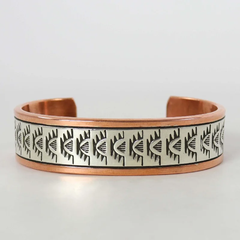 women's leather bracelets -Copper and Silver Cuff