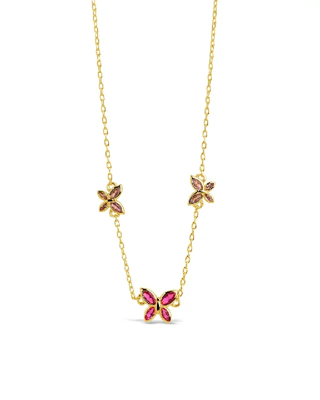 women's elegant necklaces -Caria CZ Butterfly Charm Necklace