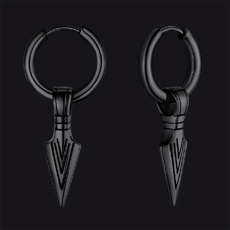 women's summer earrings -Norse Viking Spear Gungnir Drop Hoop Earrings For Men