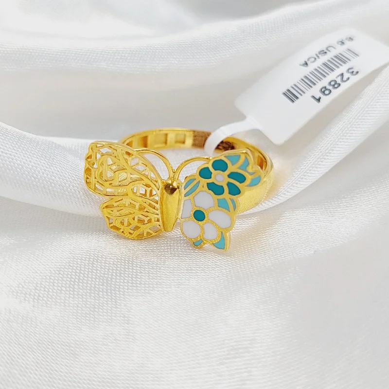 women's chunky rings -Enameled Butterfly Ring