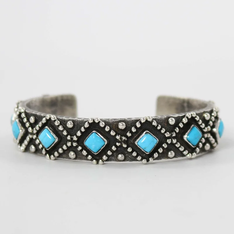 women's simple bangles -Kingman Turquoise Cuff