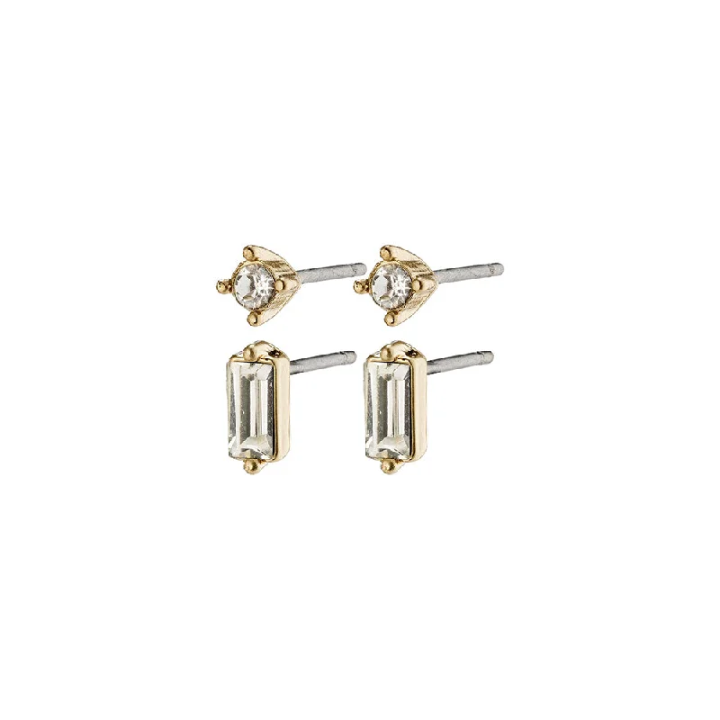 women's silver hoop earrings -Sabrina Gold Plated Earring Set