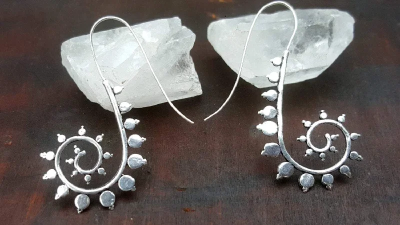 women's silver hoop earrings -Twirling Vine Earrings