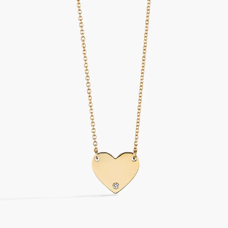 women's infinity necklaces -Engravable Heart Necklace - 14K Yellow Gold (RTS)