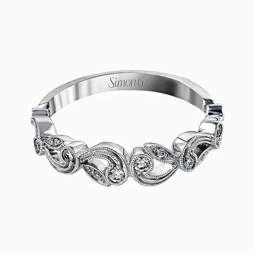 women's layered necklaces -18K White Gold Floral Wedding Band