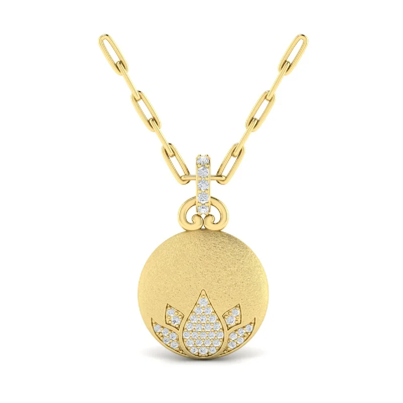 women's delicate necklaces -14 Karat Yellow Gold Rhodium Plated Circle Pendant/Necklace