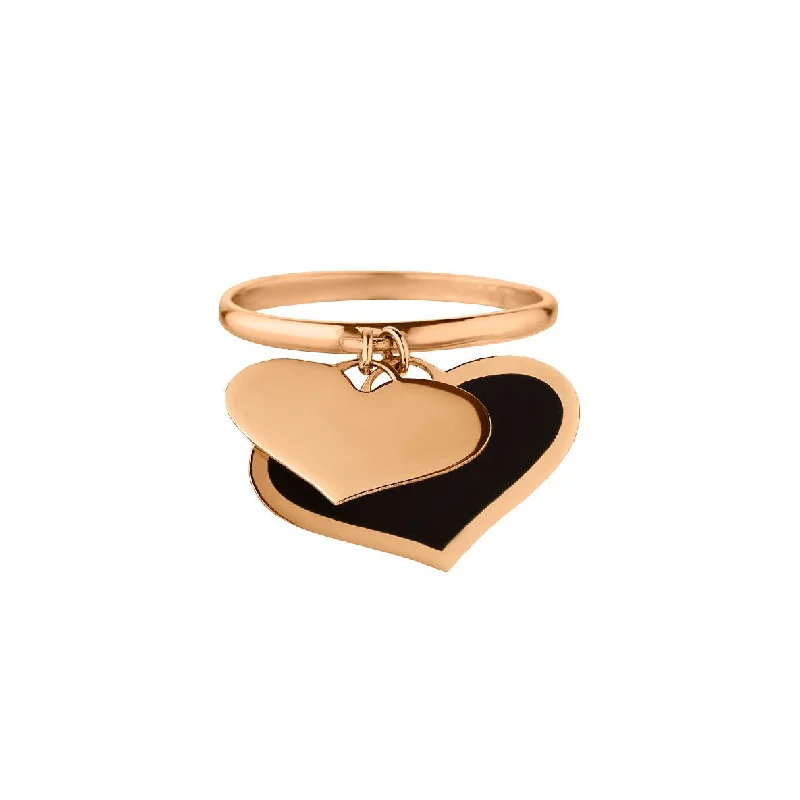 women's gold wedding rings -MULTI HEART BLACK ONYX RING