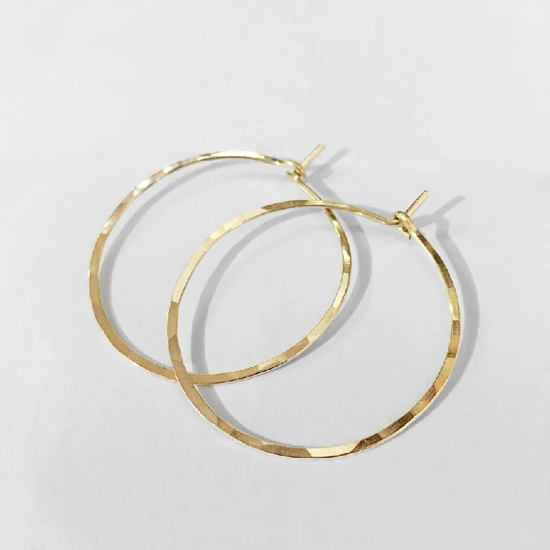 women's geometric stud earrings -Thin Hoop Earrings in Solid 14K Gold