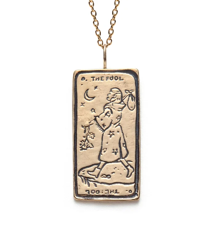 women's gold-plated necklaces -The Fool I. Tarot Card Necklace