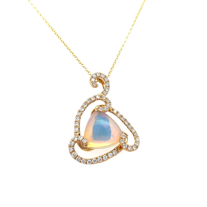 women's luxury statement necklaces -Yellow Gold Opal Necklace