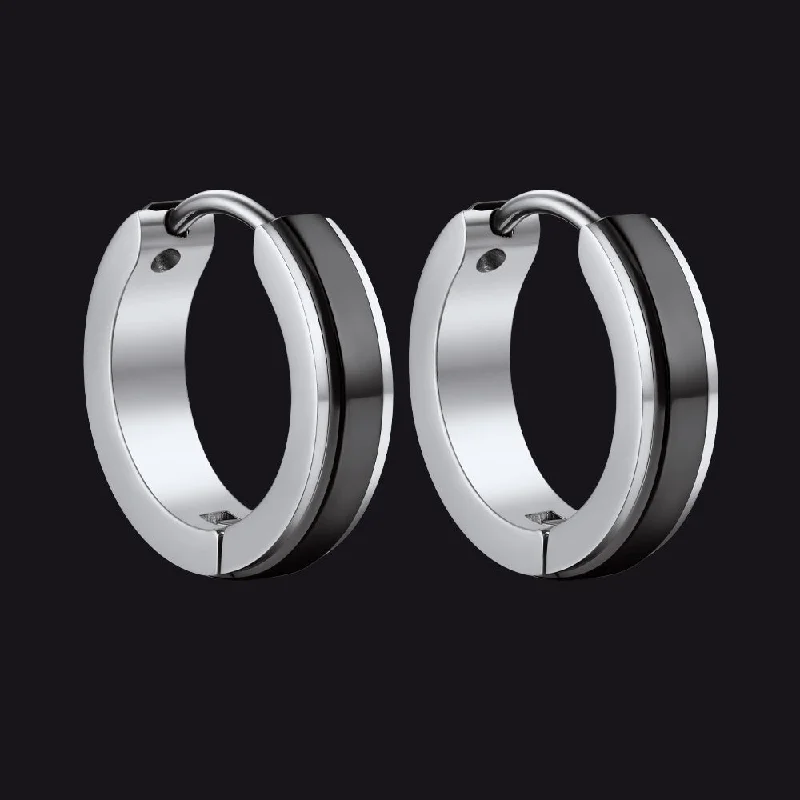 women's double-drop earrings -Stainless Steel Small Chunky Hoop Earrings for Men