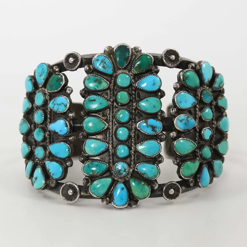 women's eco-friendly bangles -1940s Turquoise Cluster Cuff