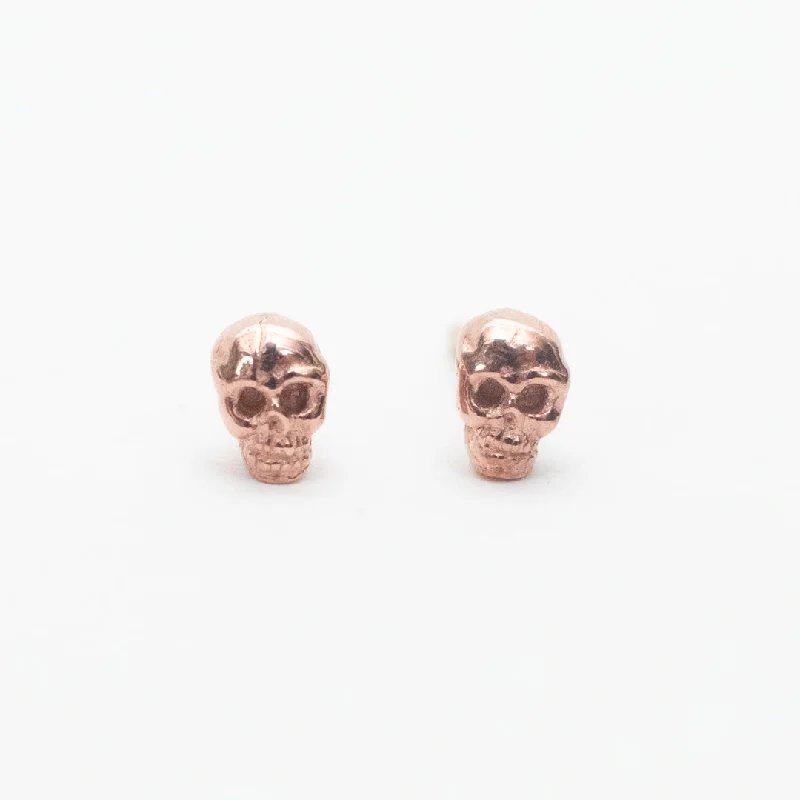 women's chandelier earrings -Rose Gold Vermeil Tiny Skull Studs