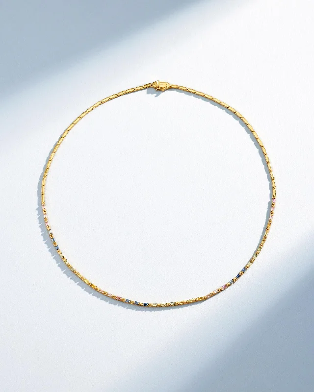 women's wedding anniversary necklaces -Linear Half Pastel Sapphire Tennis Necklace