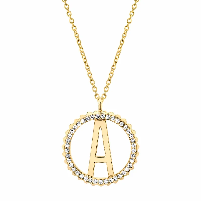 women's lotus flower necklaces -Tetra Pavé Initial Medallion