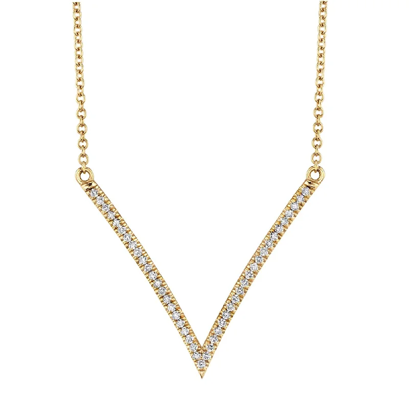 women's elegant pendant necklaces -Diamond V Pendant