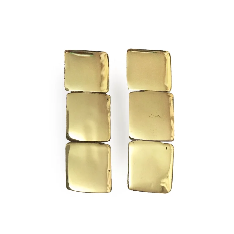 women's eco-friendly earrings -Three Square Post Earrings