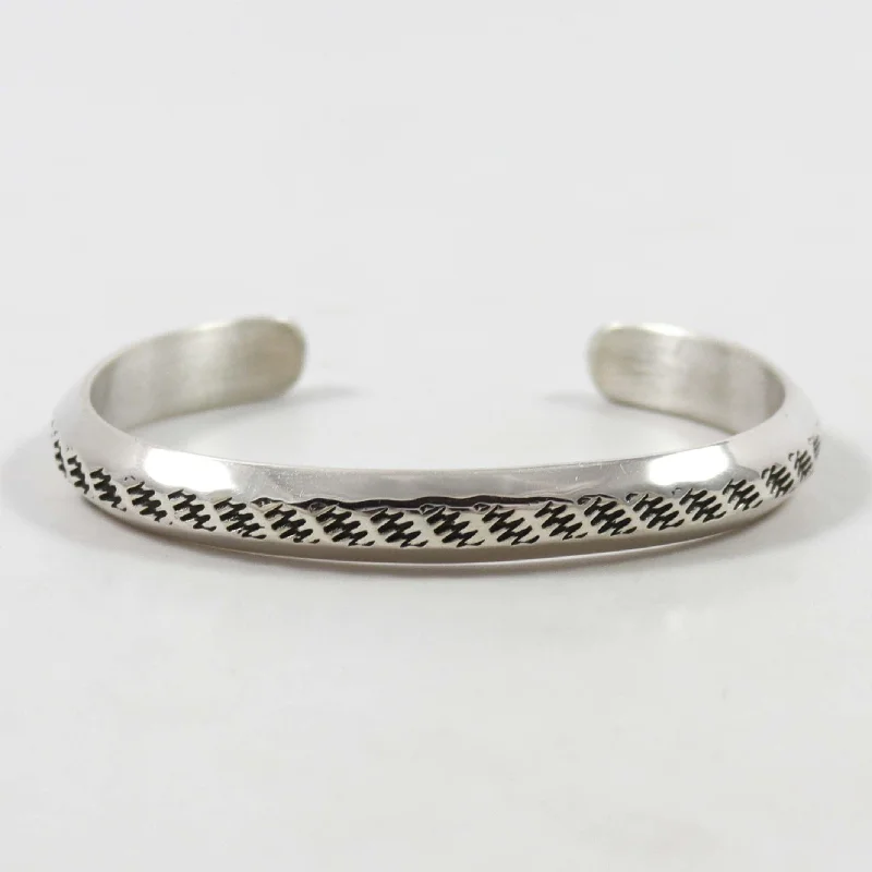 women's custom name bangles -Stamped Silver Cuff