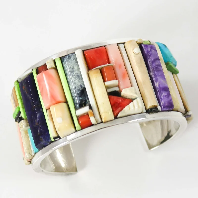 women's simple bangles -Colorful Inlay Cuff