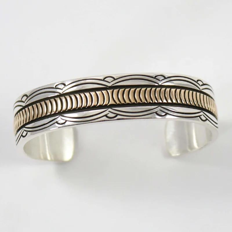 women's eco-friendly bangles -Silver and Gold Cuff