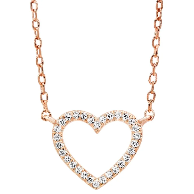 women's stylish necklaces -14k Rose Gold Diamond Heart Pendant