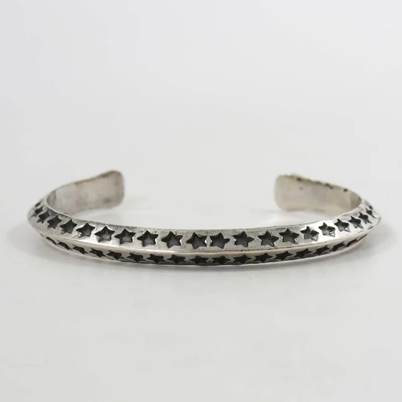 women's classic bangles -Stamped Silver Cuff