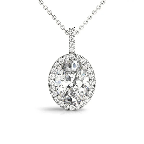 women's diamond-studded necklaces -14K Diamond Necklace / Pendant Halo Style